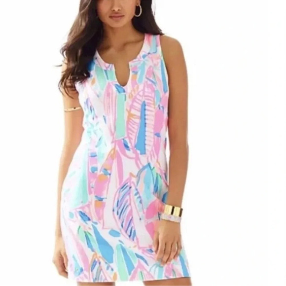 Lilly Pulitzer Dresses & Skirts - Lilly Pulitzer Estrada Out to Sea Flat French Terry Shift Cotton Blend Dress M